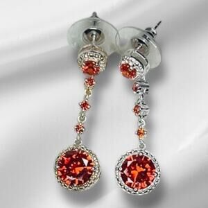 Earrings 925 sterling silver Garnet Colored Dangle/Drop Earrings 1.25”